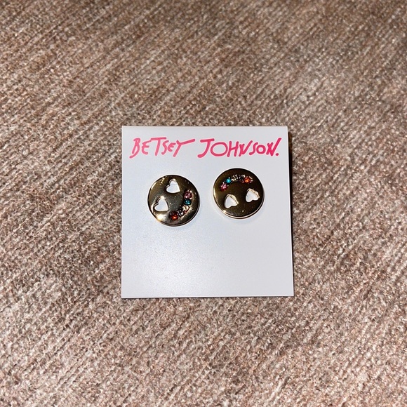 New! Betsey Johnson Smile Stud Earrings New - Picture 3 of 5